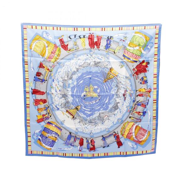 HERMES Authentic Blue Silk Scarf - Picture 1 of 6